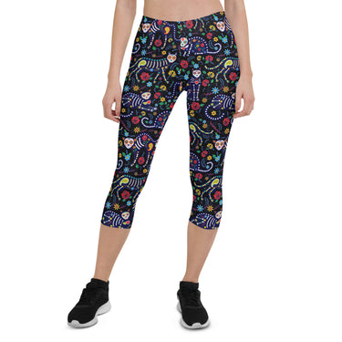 sugar skull cat capri leggings